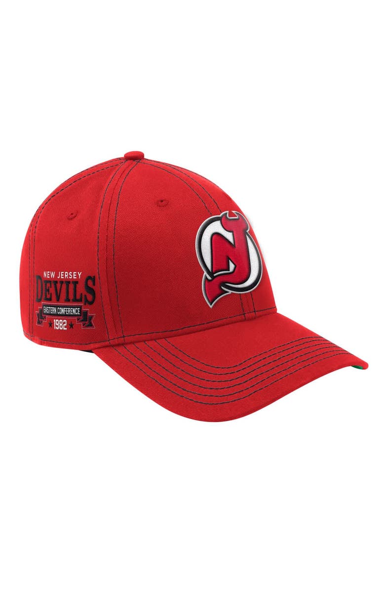 STARTER Men's Starter Red New Jersey Devils Sphere II Curved Starfit Adjustable Hat, Main, color, Red