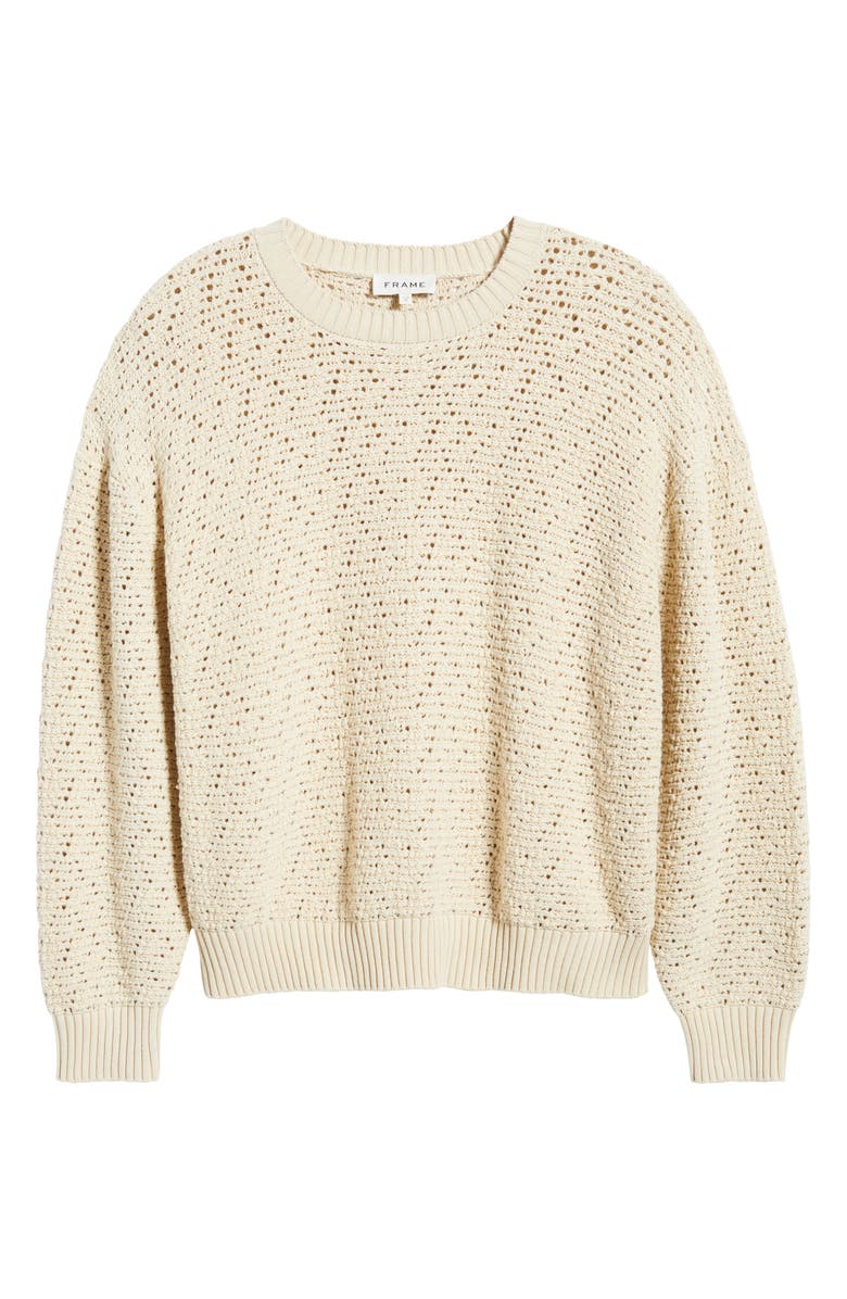 FRAME Open Stitch Cotton Sweater, Alternate, color, Light Stone