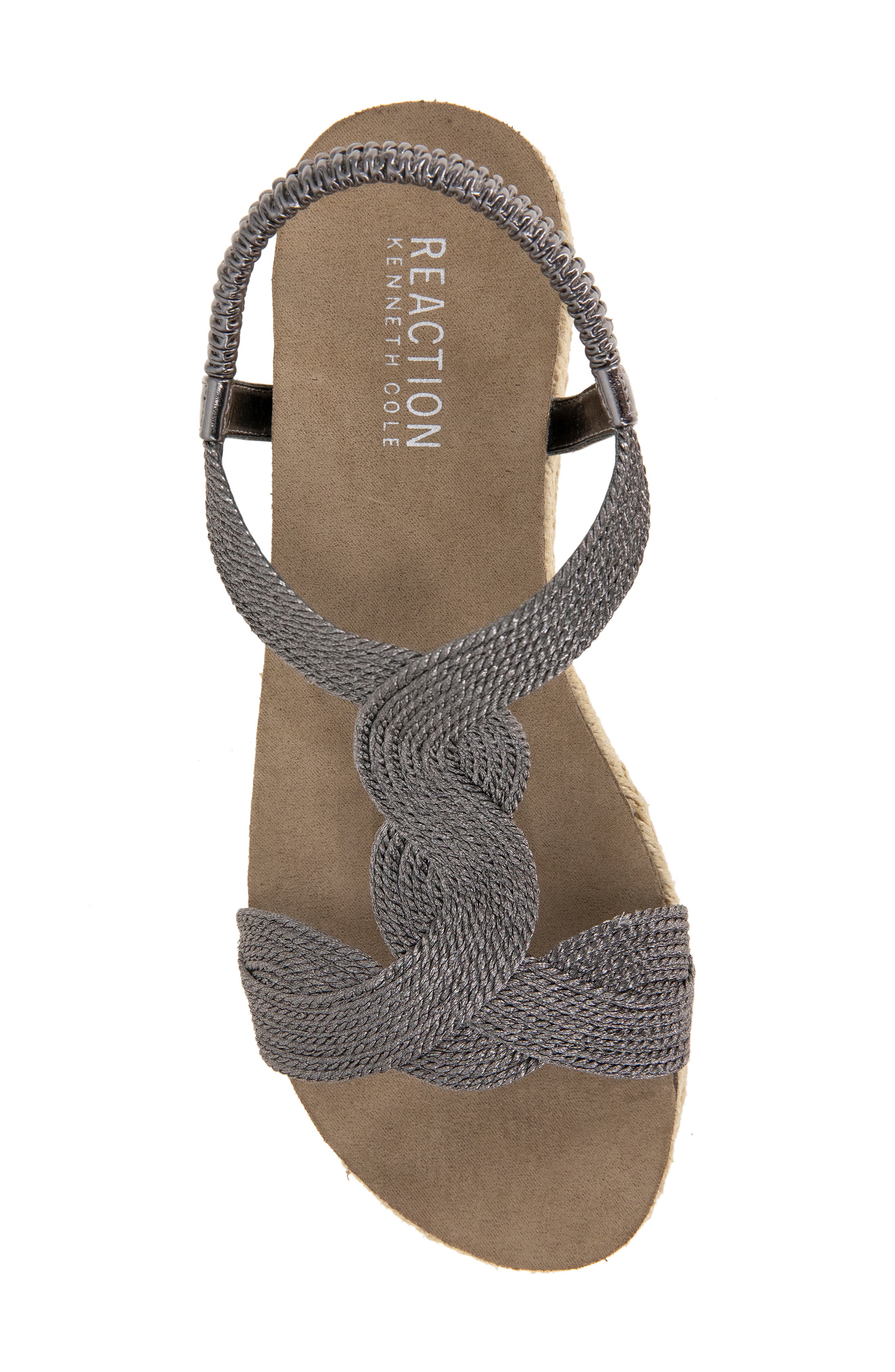 Reaction Kenneth Cole Harmony Espadrille Platform Sandal, Alternate, color, Pewter Fabric