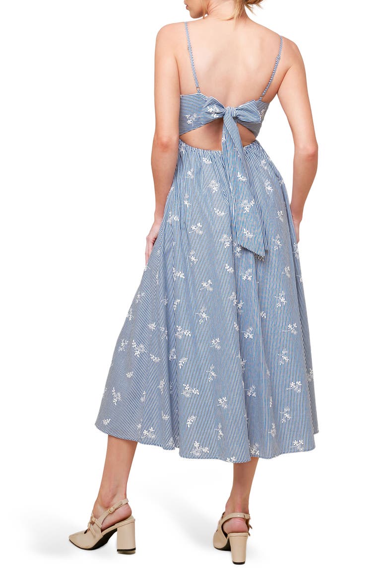 Embroidered Stripe Midi Dress, Alternate, color, IVORY BLUE