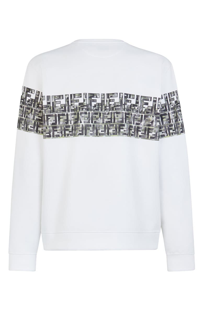 Fendi Camouflage FF Stripe Crewneck Sweatshirt, Alternate, color,