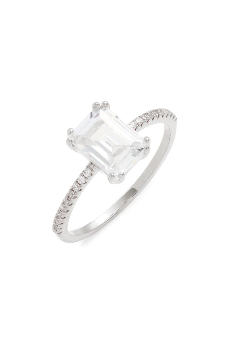 Radiant Cubic Zirconia Ring, Main, color, CLEAR- SILVER