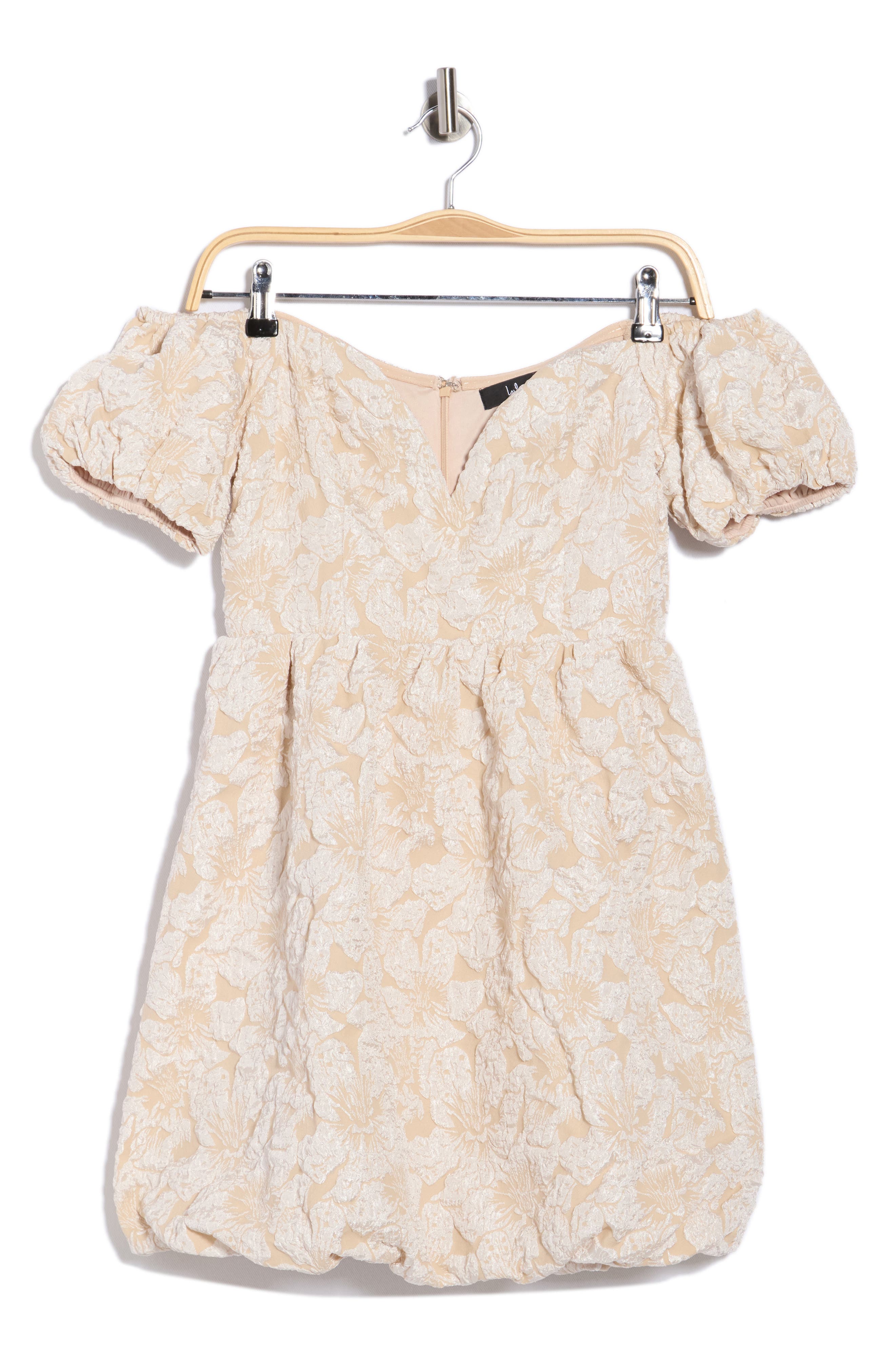 Lulus Avery Jacquard Puff Sleeve Minidress