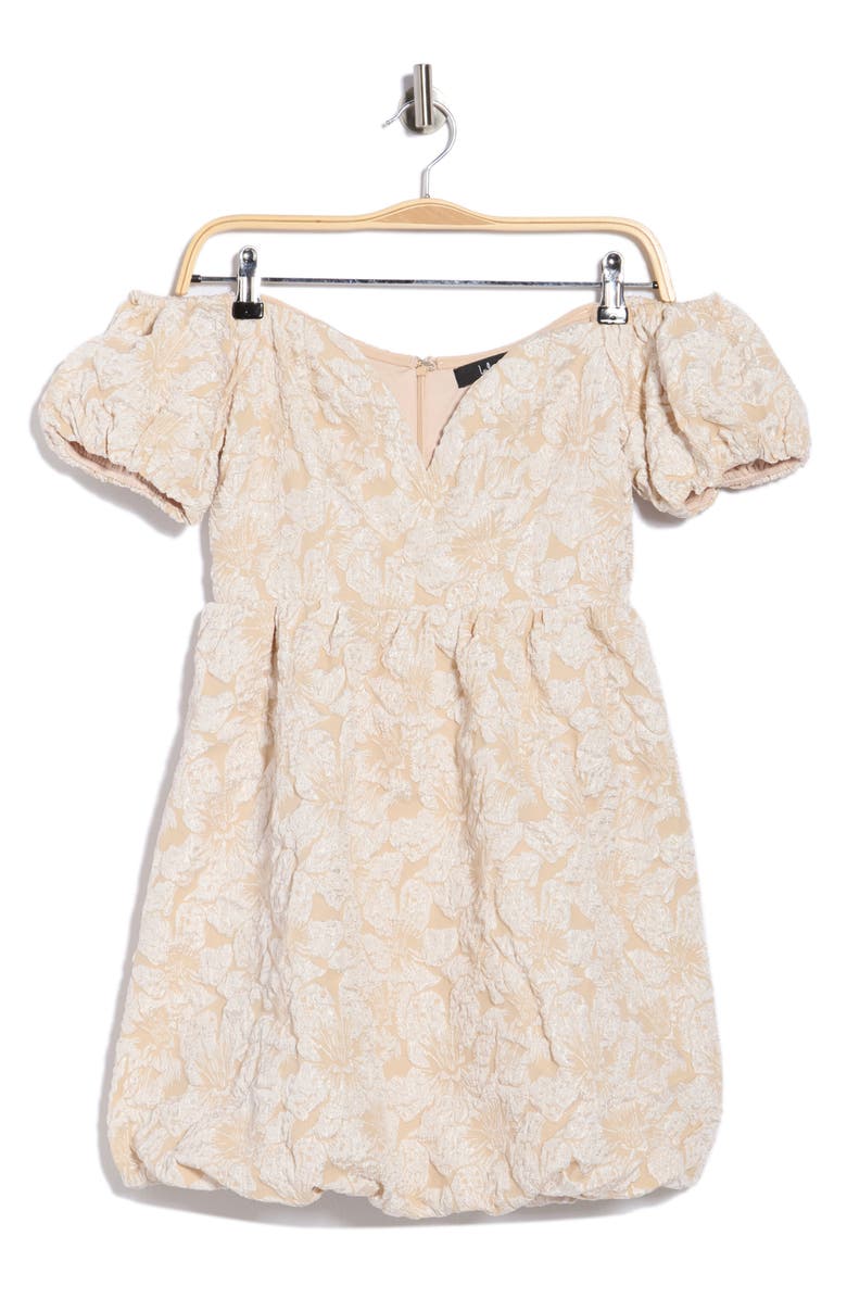 Lulus Avery Jacquard Puff Sleeve Minidress, Main, color, Pink