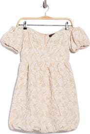 Lulus Avery Jacquard Puff Sleeve Minidress