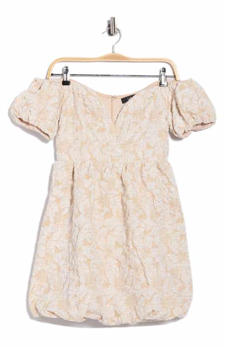 Lulus Avery Jacquard Puff Sleeve Minidress