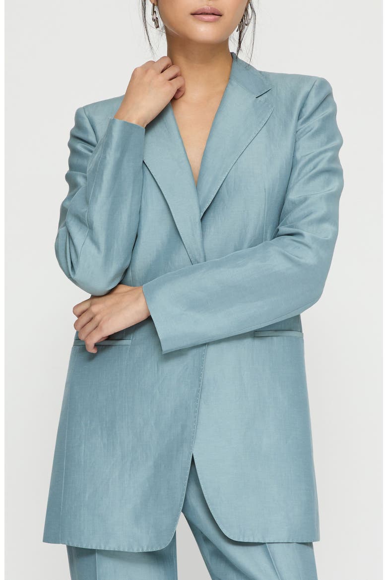 Elongated Linen Blend Blazer, Main, color, PAPER BLUE