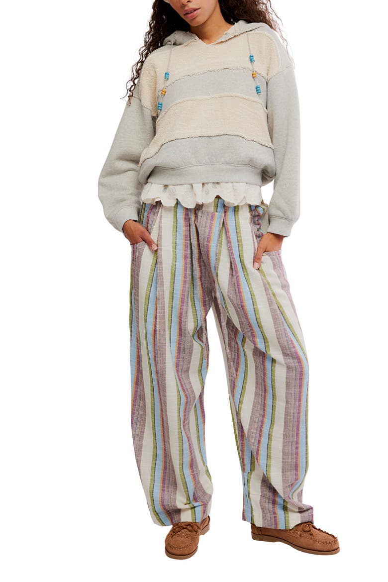 Chambers Stripe Drawstring Linen & Cotton Pants, Alternate, color, IVORY COMBO