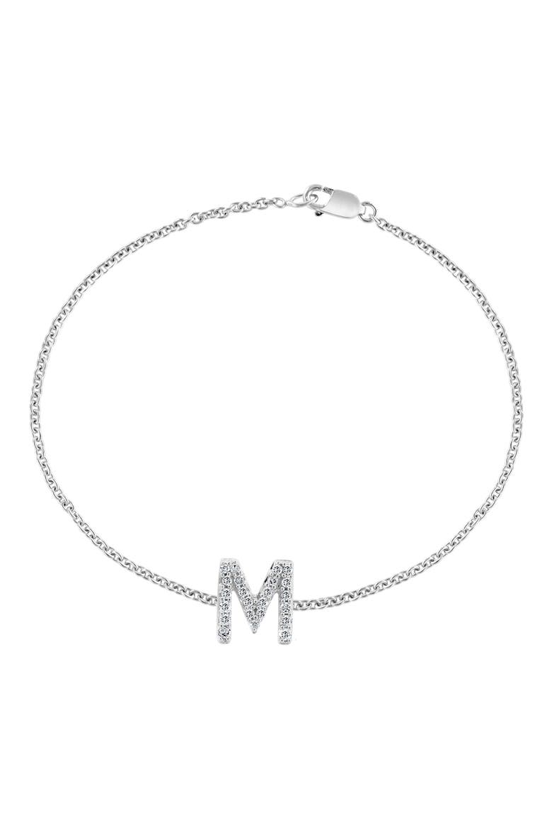 Sterling Silver Diamond Initial Bracelet - 0.15 ctw, Main, color, SILVER/ M
