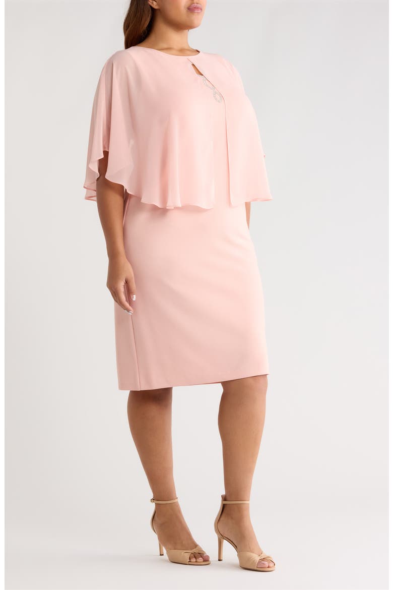 Cape Midi Dress, Alternate, color, BLUSH