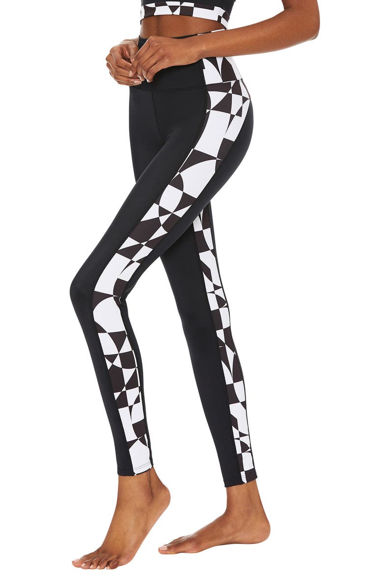 Geo Stripe High Waist Recycled Polyester Blend Leggings, Alternate, color, 70S GEO