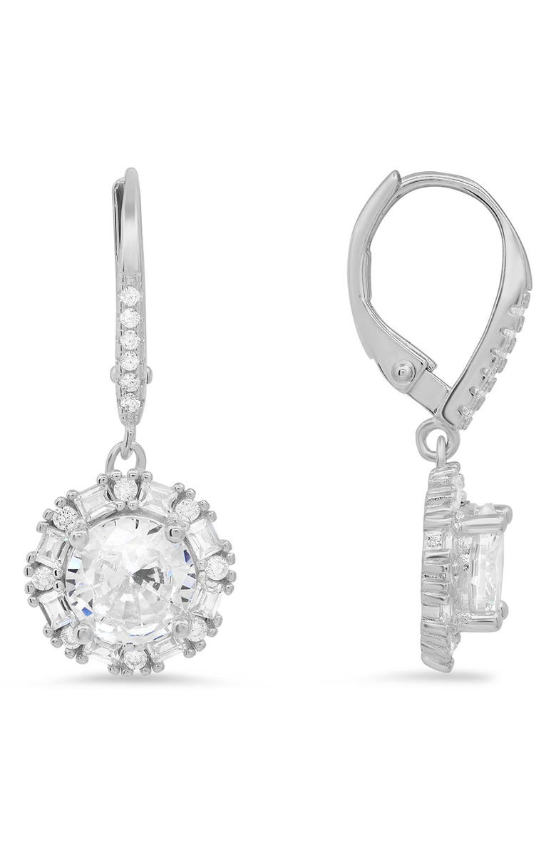 Queen Jewels Sterling Silver CZ Drop Earrings, Main, color, Silver