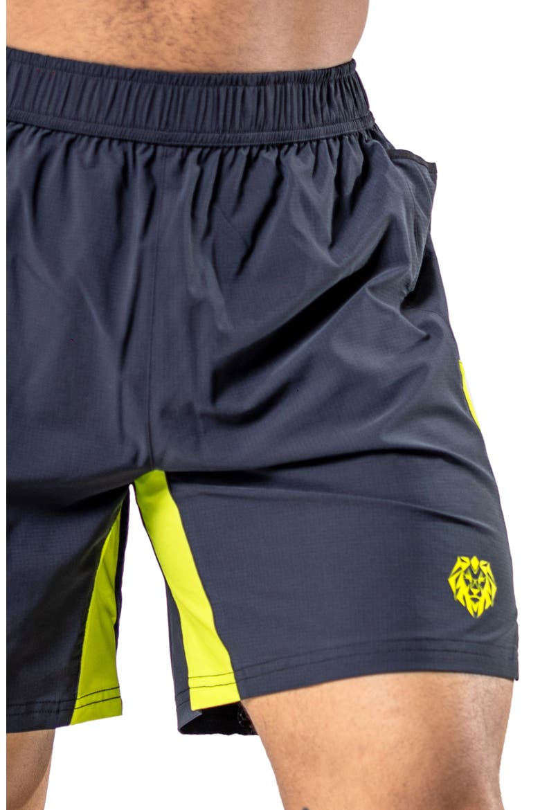 Athletic Neon Stripe Shorts, Alternate, color, BLACK