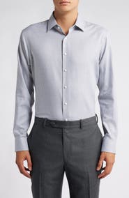Nordstrom Trim Fit Microcheck Cotton Dress Shirt