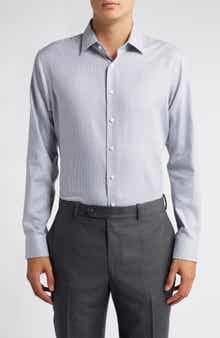 Nordstrom Trim Fit Microcheck Cotton Dress Shirt
