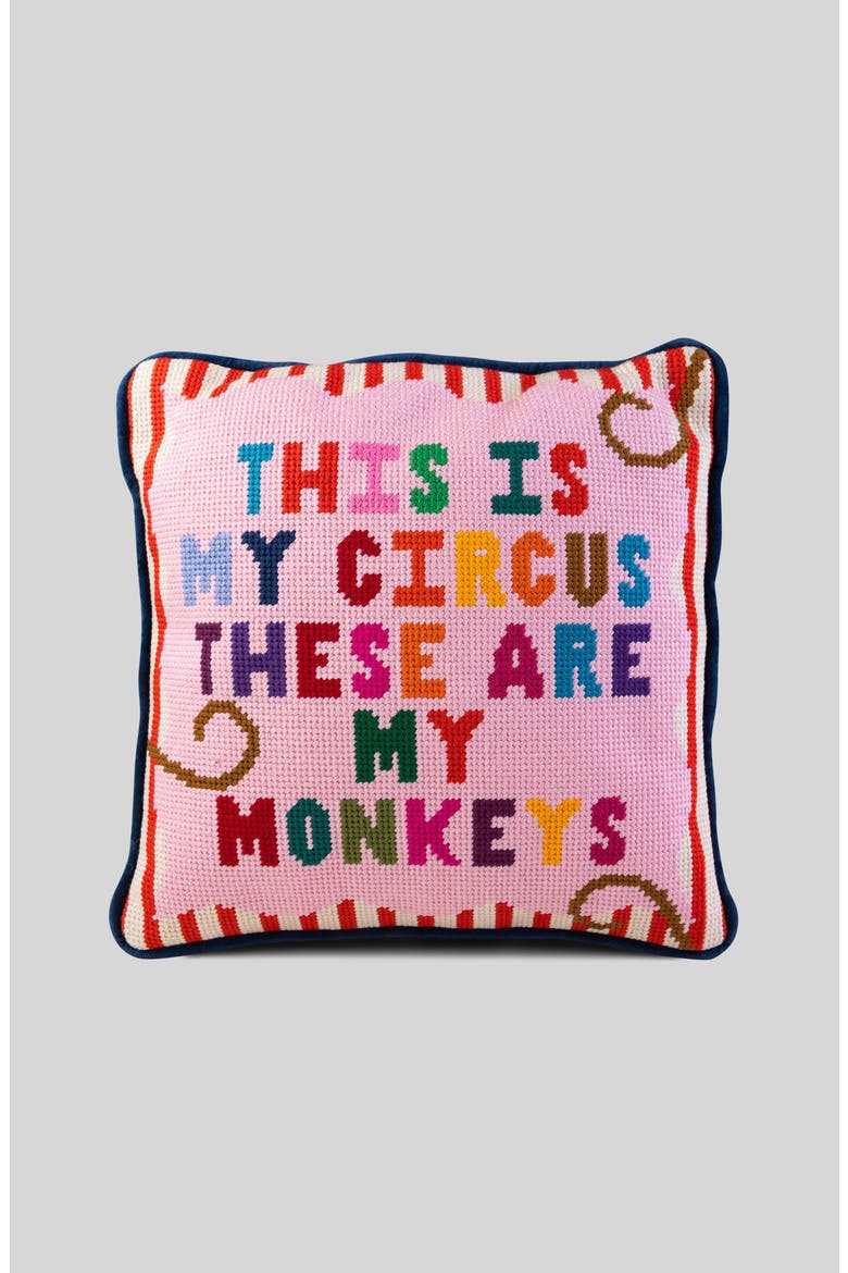 My Circus Needlepoint Pillow, Main, color, Blue, Pink