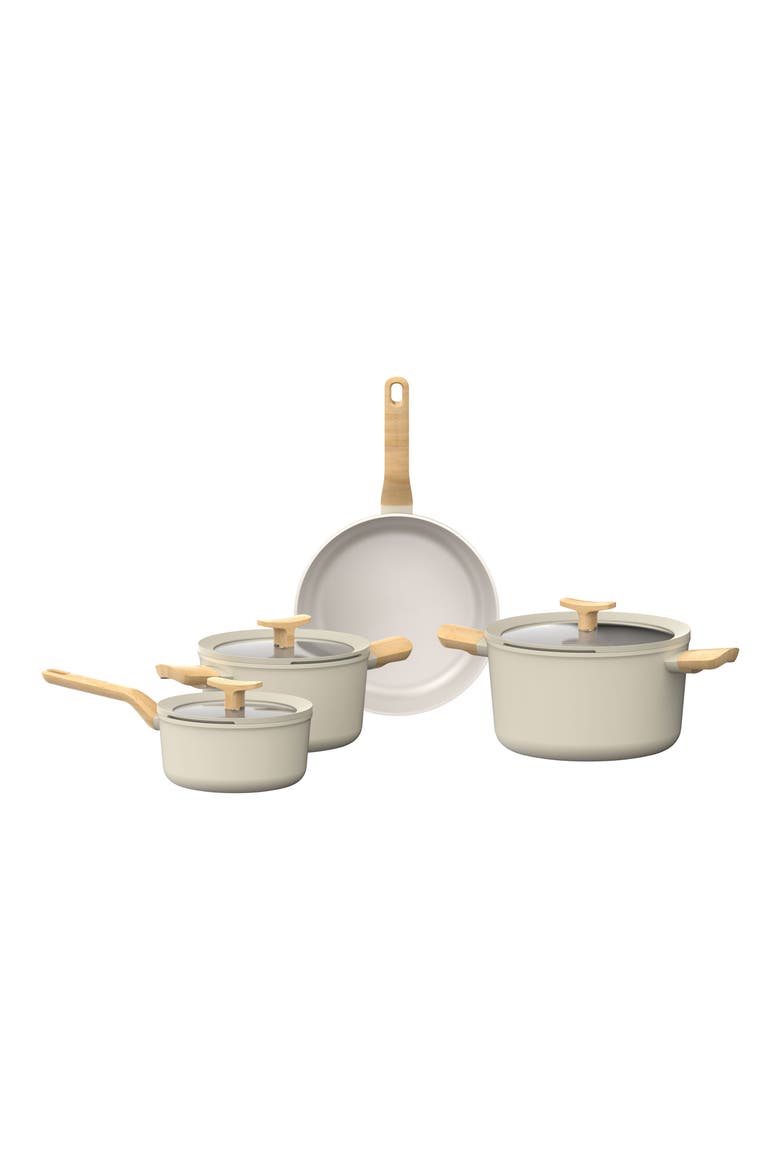 Leo Balance 7-Piece Ceramic Nonstick Cookware Set, Main, color, CREAM
