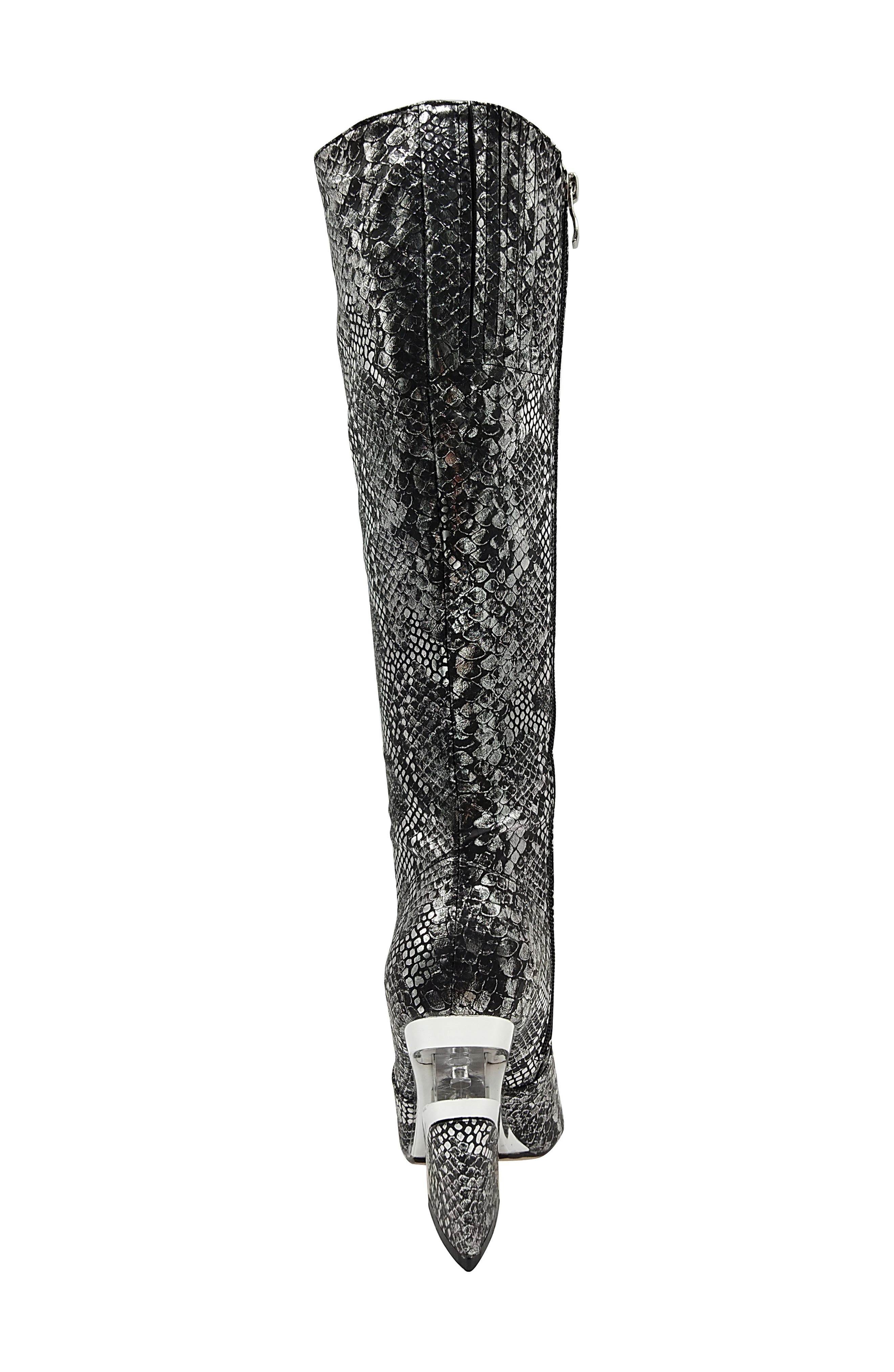 NINETY UNION Viva Snake-Embossed Knee High Boot, Alternate, color, Black Snake