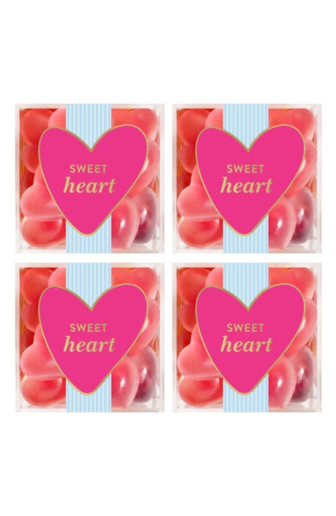 Sweet Heart Set of 4 Strawberry Heart Candy Cubes