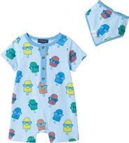 Andy & Evan Print Romper & Bib Set
