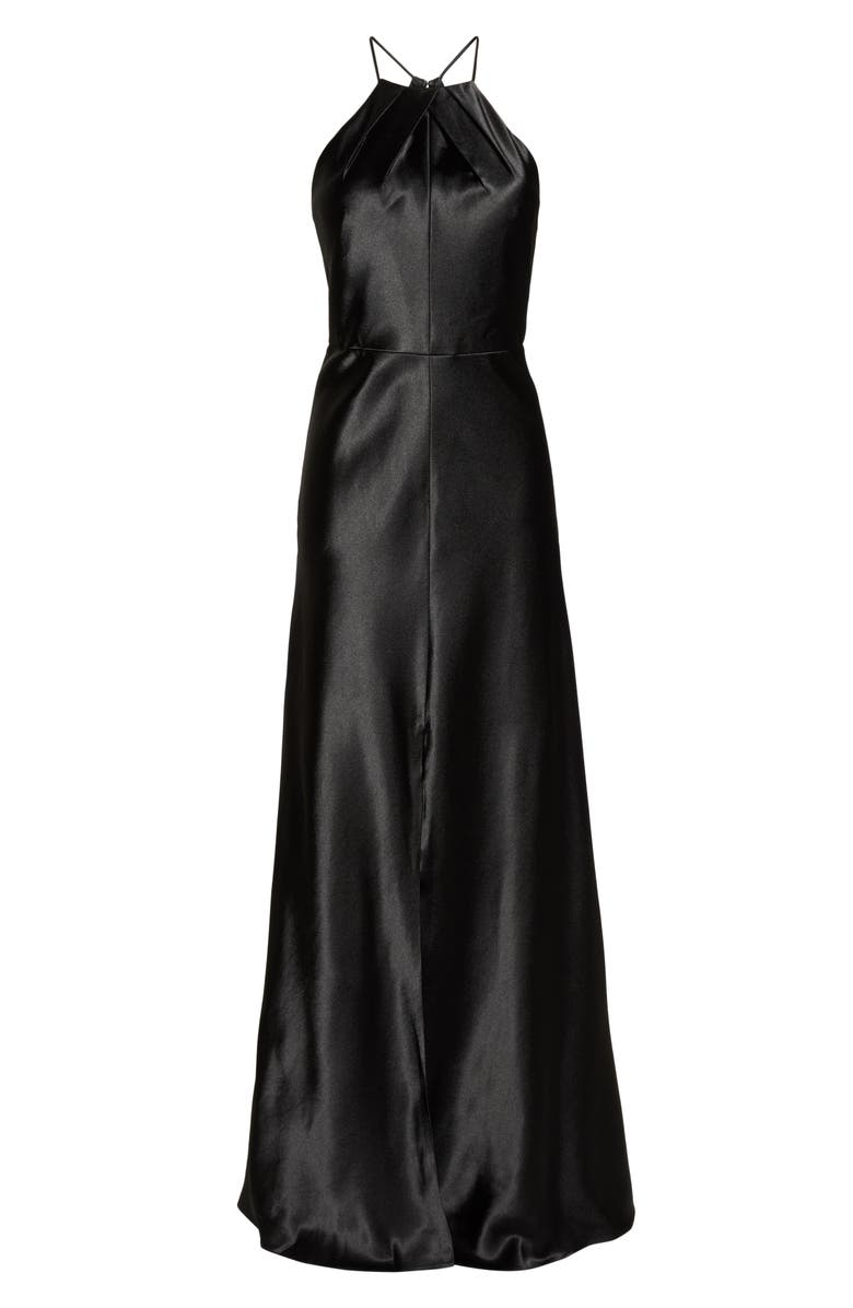 Jenny Yoo Cameron Halter Neck Satin Back Gown, Alternate, color, 
