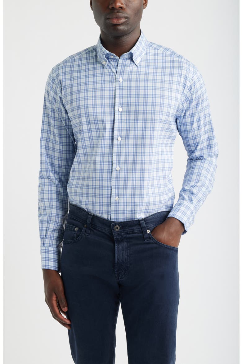 Shane Performance Twill Button-Down Shirt, Main, color, BLUE FROST