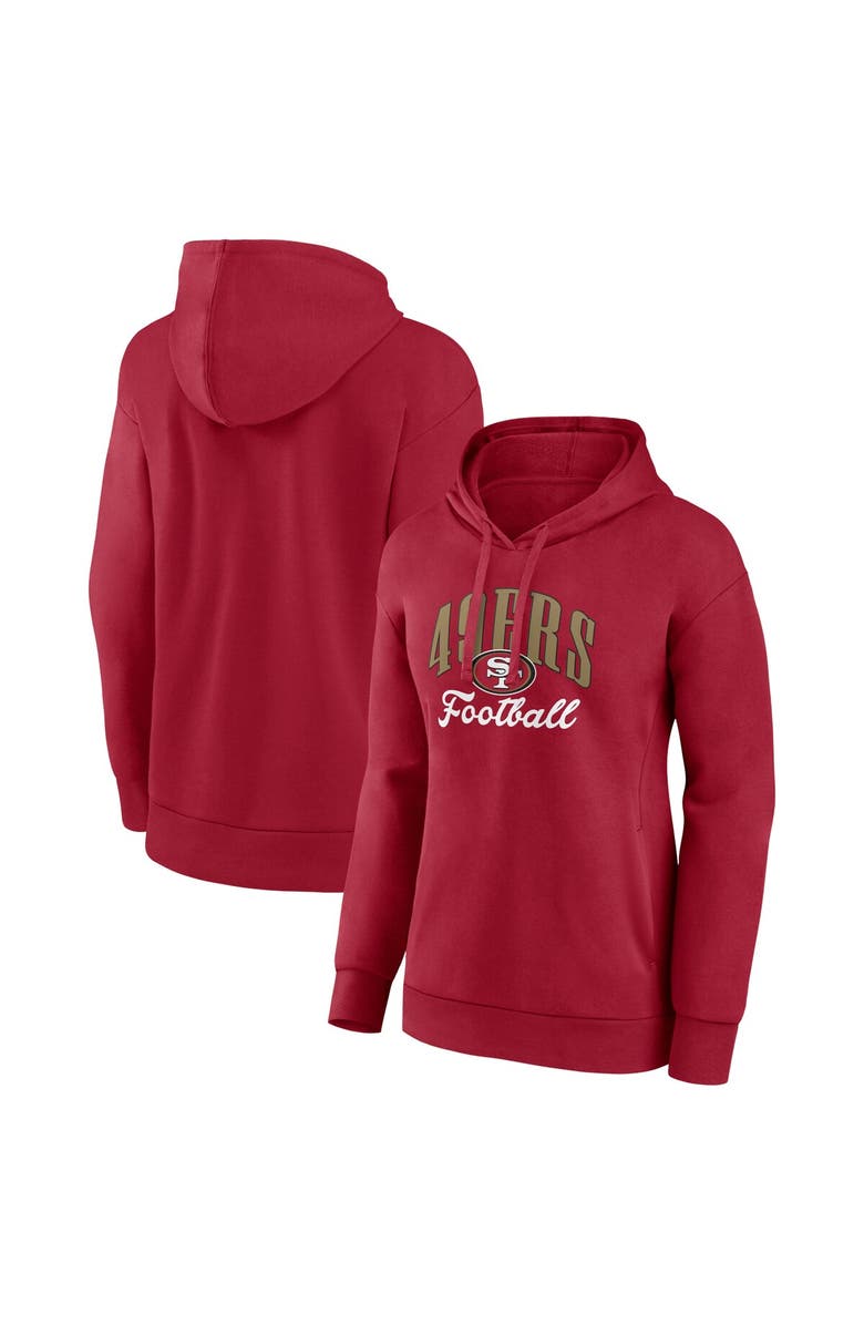 FANATICS Women's Fanatics Scarlet San Francisco 49ers Team Logo Victory Script Pullover Hoodie, Main, color, Scarlet