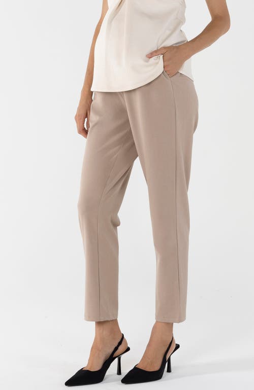 Angel Maternity Donna High Waist Maternity Work Pants In Beige