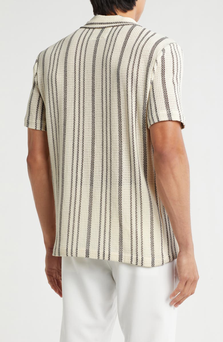Cactus Man Stripe Open Stitch Camp Shirt, Alternate, color, Cream