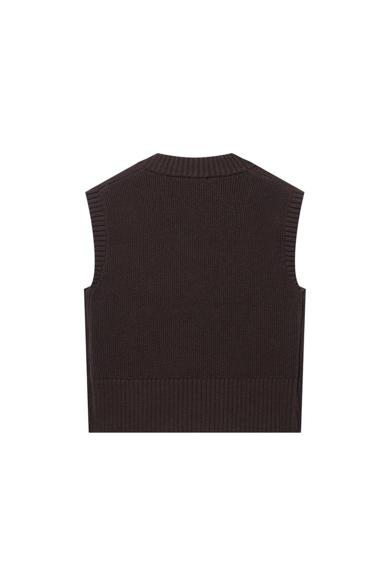 V Neck Tabard Sleeveless Vest Sweater, Alternate, color, Brown