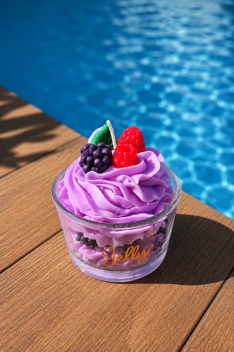 Dessert Cup Soy Wax Candle Lavender Berry, Alternate, color, Lavender Berry