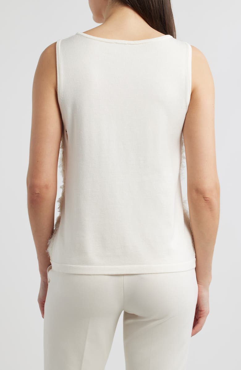 Anne Klein Organza Appliqué Sweater Tank, Alternate, color, White Dove