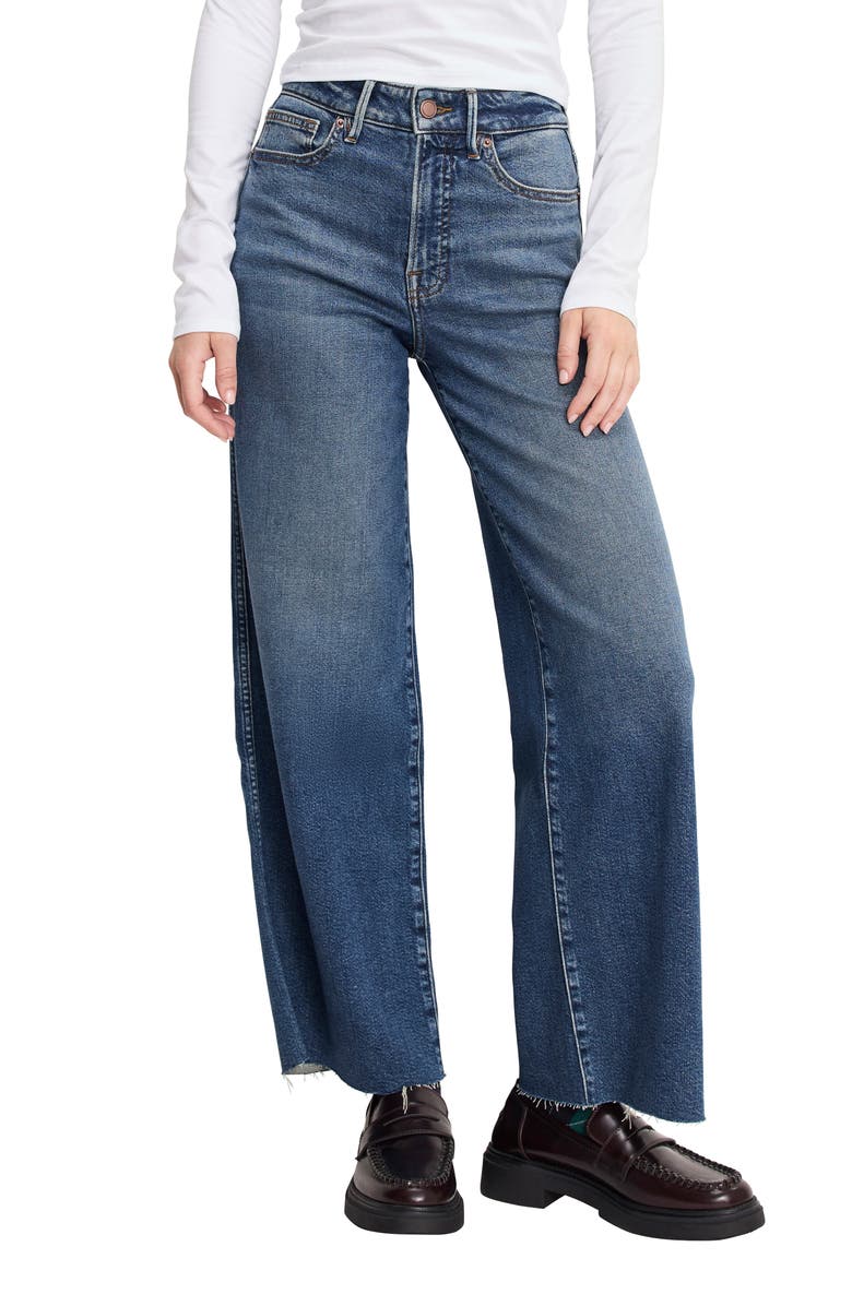 Good American Good Skate Ankle Wide Leg Jeans, Main, color,