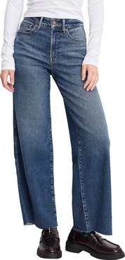 Good American Good Skate Ankle Wide Leg Jeans