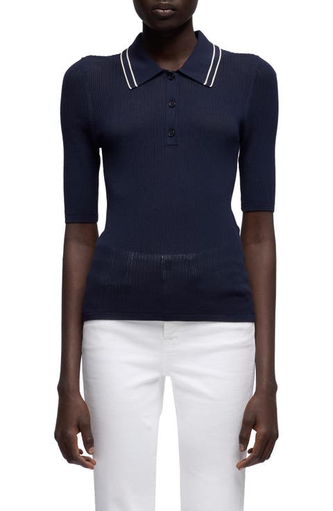 Piped Rib Polo Sweater