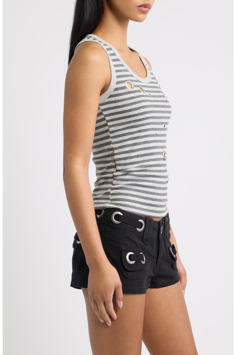 Eyelet Stud Stripe Tank, Alternate, color, GREY