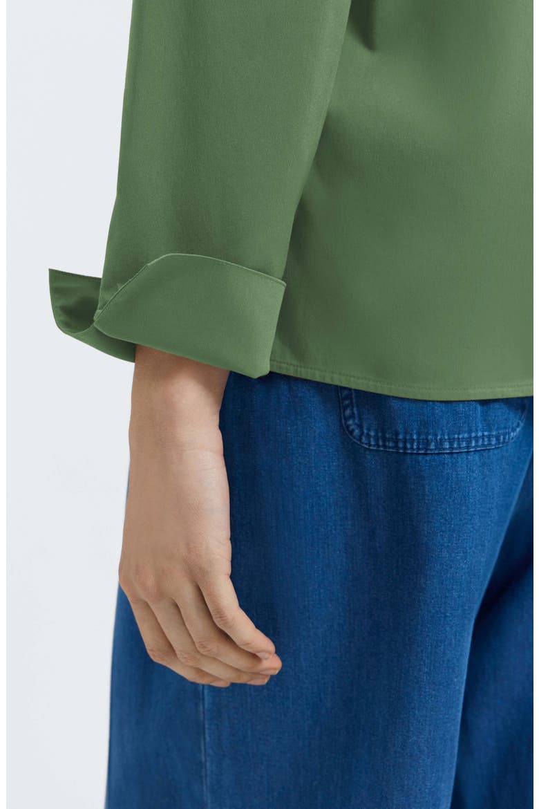 Tammy Ruffle Collar Cotton Blend Top, Alternate, color, BASIL