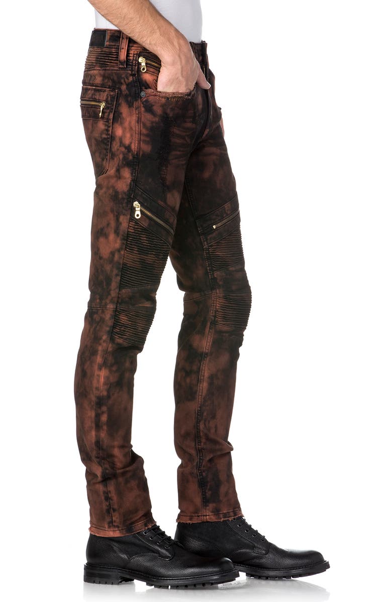 Rock Revival Towel Bleach Moto Skinny Jeans, Alternate, color,