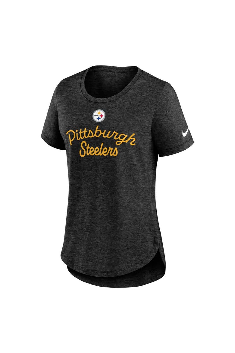 Women's Nike Black Pittsburgh Steelers Script Tri-Blend T-Shirt, Alternate, color, Black
