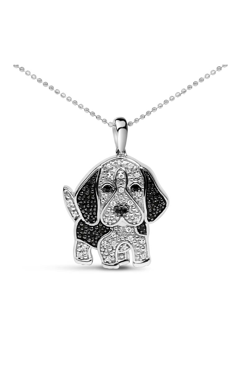 Haus of Brilliance Silver 1/4 cttw White and Black Diamond Dog Pendant Necklace 18 inch, Main, color, White
