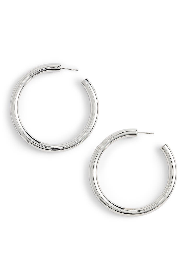 Argento Vivo Hollow Hoop Earrings, Main, color, SILVER