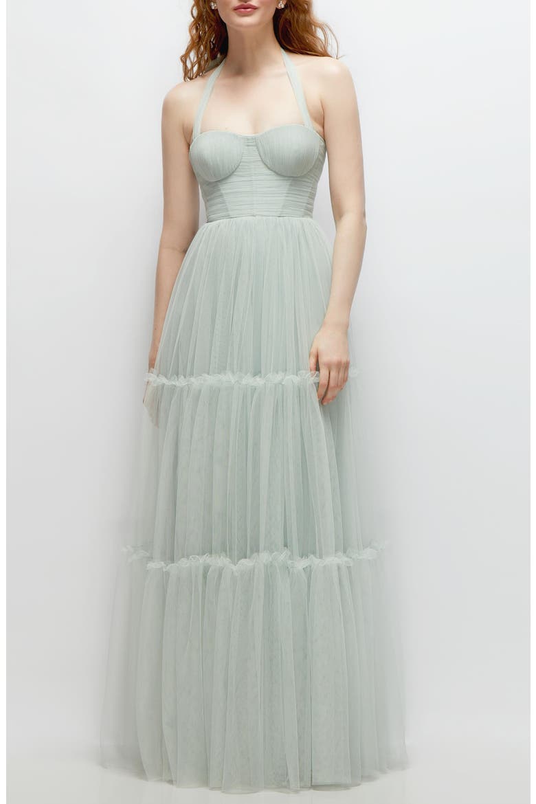 Tiered Tulle Evening Dress, Main, color, WILLOW