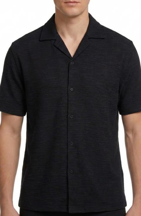 Textured Knit Camp Shirt