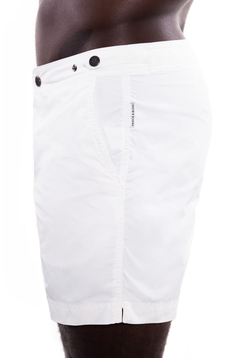 Elvio Tailored Solid Hybrid Swim Trunks, Alternate, color, WHITE