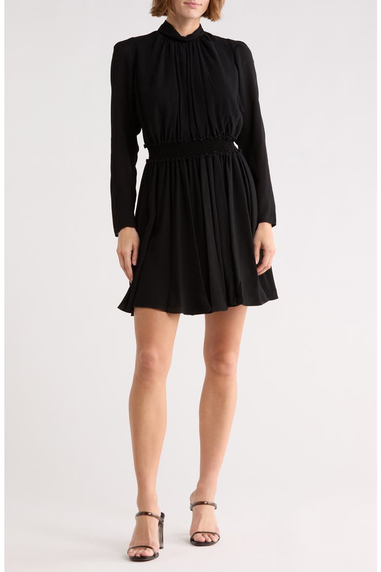 Long Sleeve Minidress, Main, color, BLACK