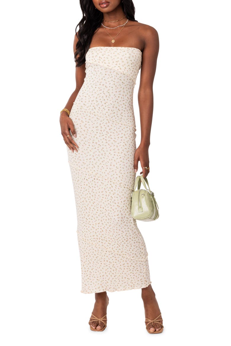 Lynn Rib Strapless Maxi Dress, Main, color, CREAM
