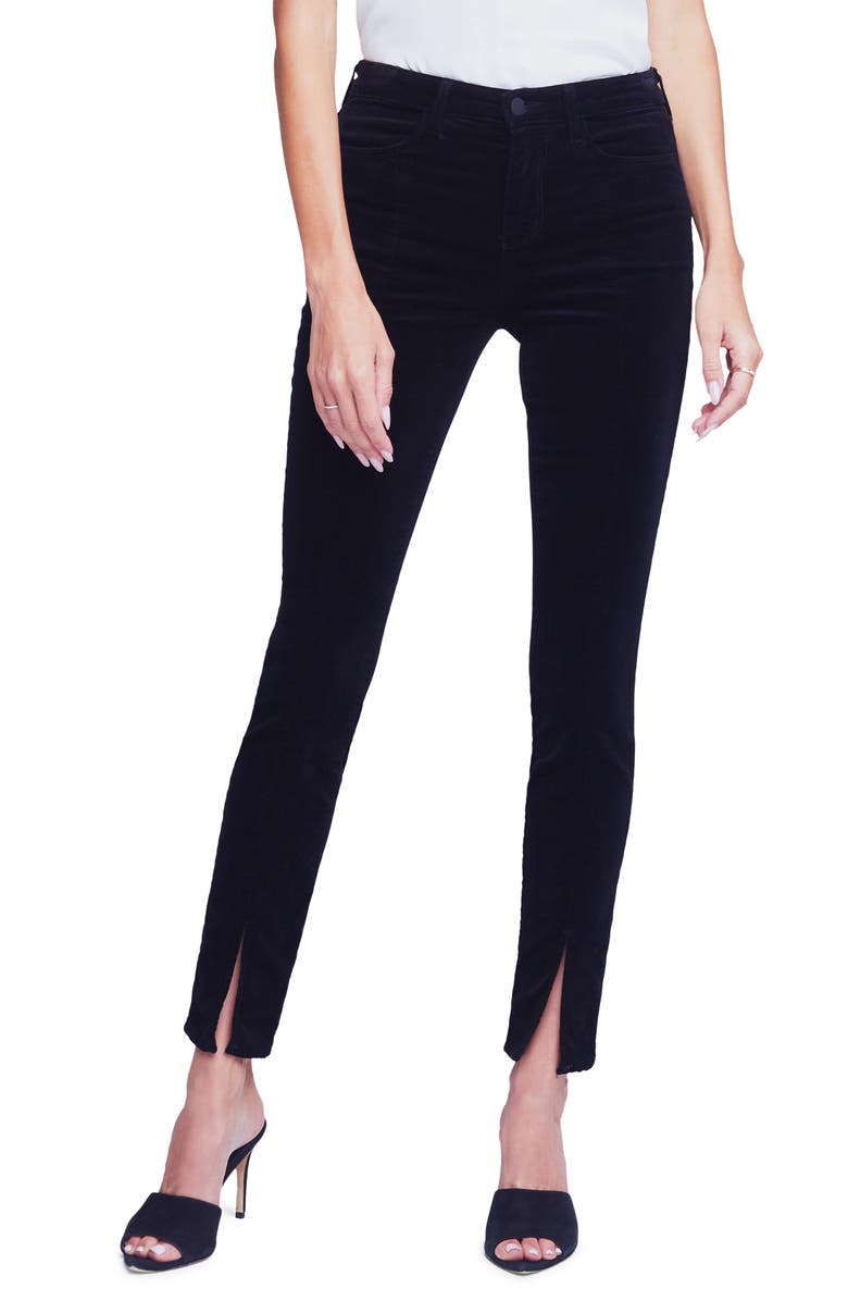 L'AGENCE Jyothi High Waist Split Ankle Skinny Jeans, Main, color, Noir
