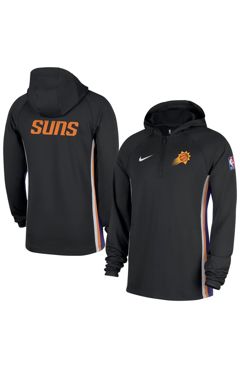 Nike Men's Nike  Black Phoenix Suns Authentic On Court Zone Quarter-Zip Dri-FIT Hoodie Jacket, Main, color, Black