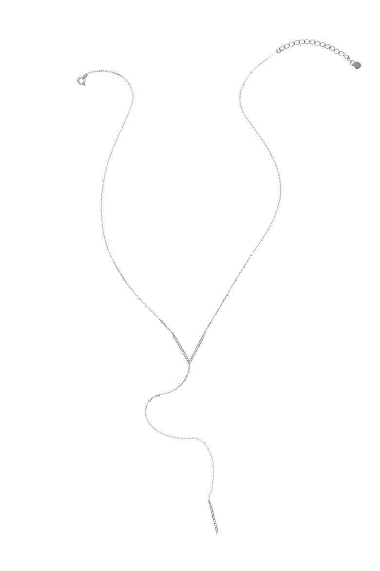 Sterling Silver Swarovski Crystal Accented V Necklace, Main, color, SILVER