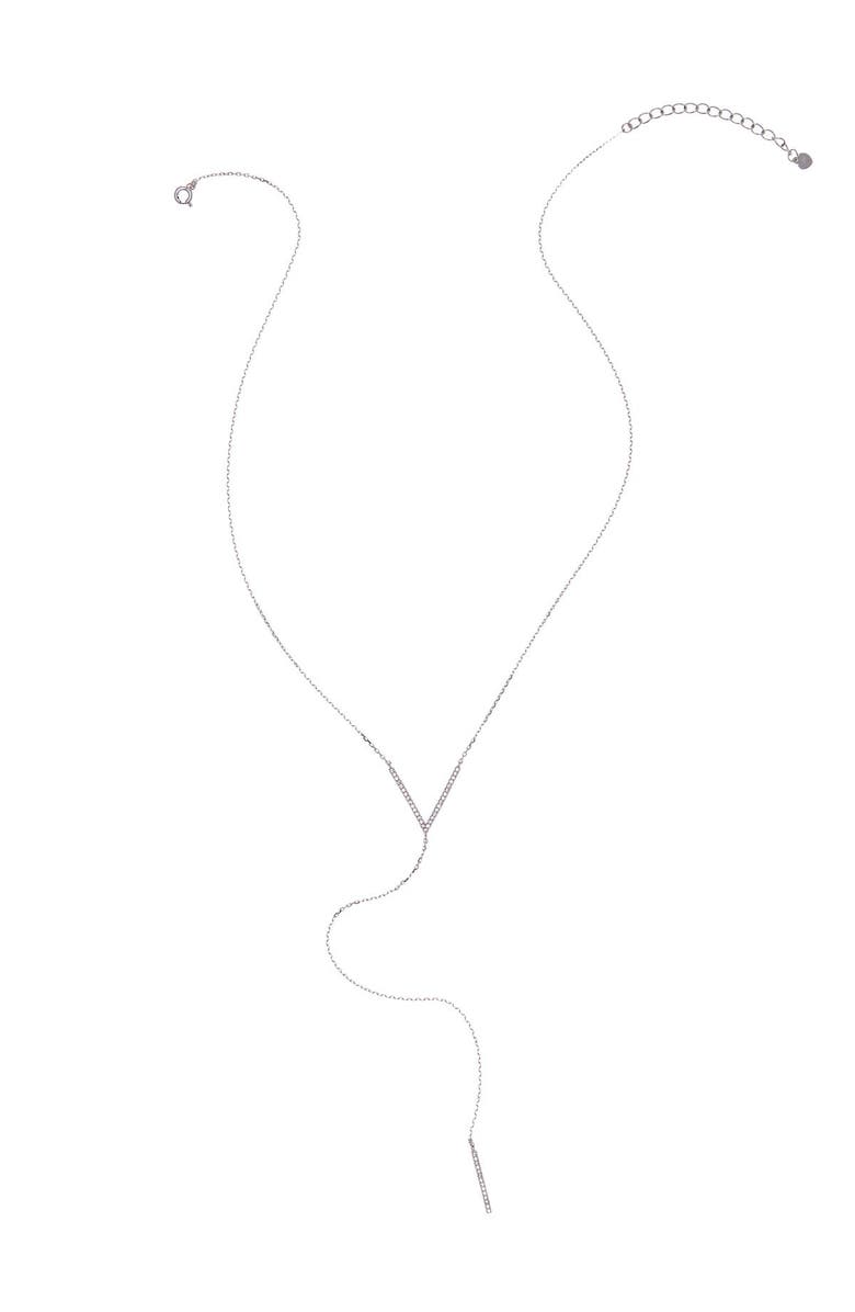 Adornia Sterling Silver Swarovski Crystal Accented V Necklace, Main, color, Silver